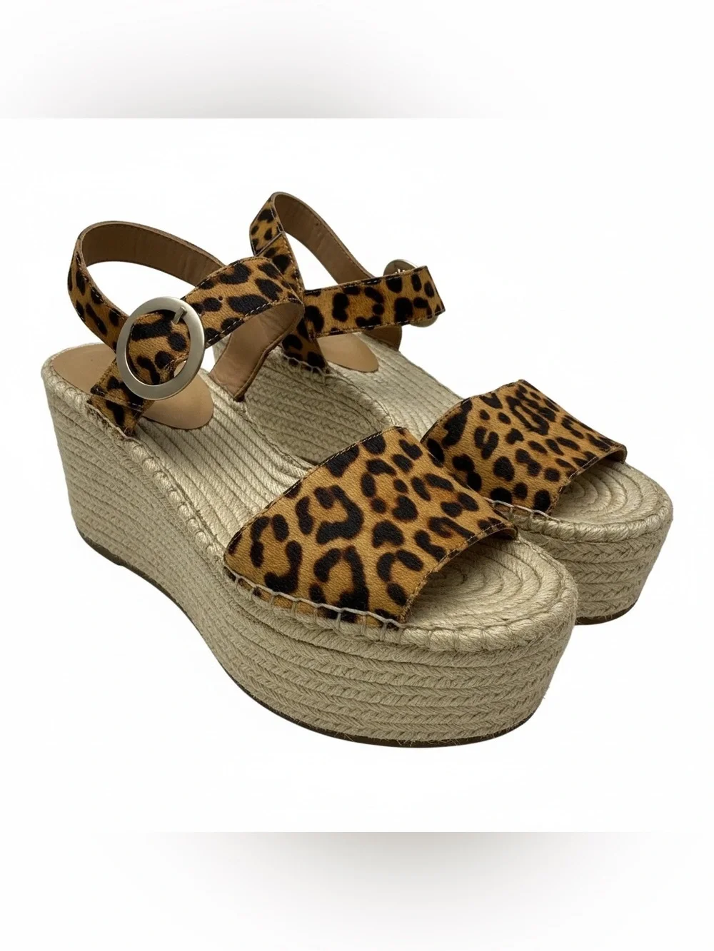 Marc Fisher Leopard Print Espadrille Platform Sandals size 10